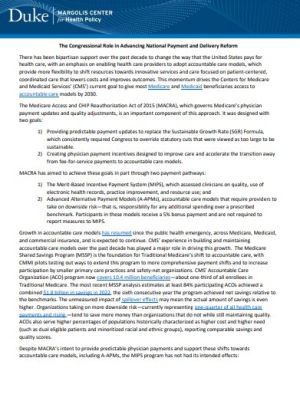 The Congressional Role in Advancing National Payment and Delivery